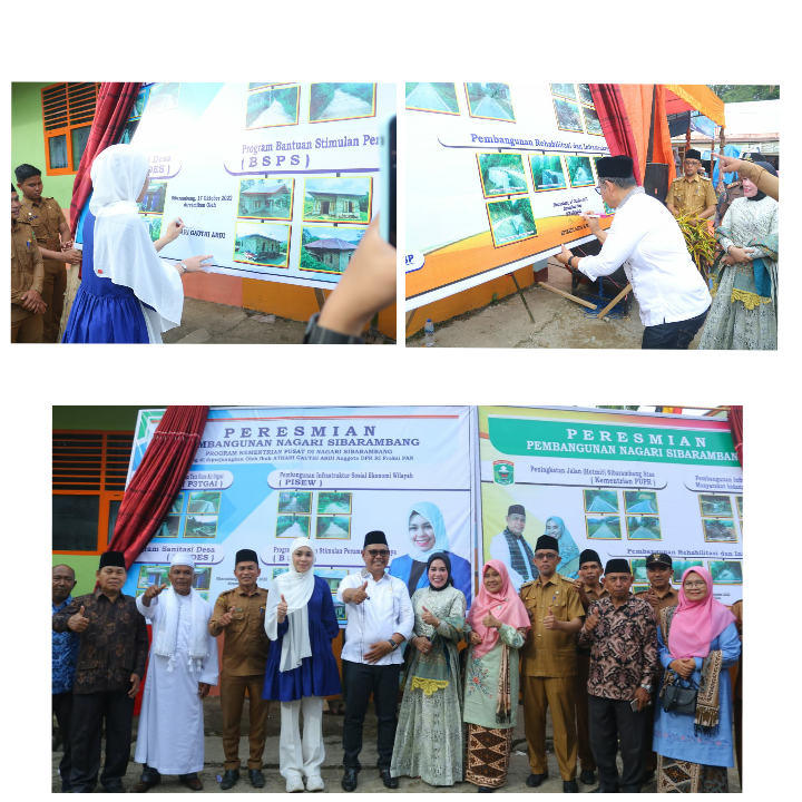 Bupati Solok, Epyardi Asda dan Anggota DPR RI Komisi V, Athari Gauthi Ardi Menandatangani Peresmian Pembangunan Nagari Sibarambang dilanjutkan dengan Foto Bersama