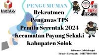 Pengumuman Rekrutmen Pengawas TPS Pemilu Serentak 2024, Kecamatan Payung Sekaki Kabupaten Solok